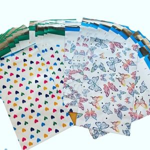 15 Heart & 15 Butterfly Design PolyMailers 6x9